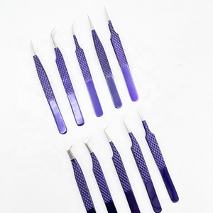 Pinzas de extensión de pestañas recubiertas con agarre de diamante de etiqueta privada profesional Punta puntiaguda de acero inoxidable sólido de Color personalizado - Product Image 4