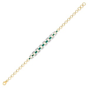 Pulsera de tenis de oro blanco de 18 quilates con diamantes de talla redonda y esmeraldas sintéticas, engaste de cera, certificado IGI, joyería de lujo para mujer - Product Image 2