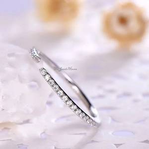<b>Open</b> Wedding Band Women Moissanite Wedding Band Space Wedding Band Matching Band <b>Open</b> Spacer <b>Ring</b> <b>Open</b> White 925 Sterling <b>Ring</b> - Product Image 3