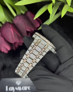 Montre automatique mécanique ETA en acier inoxydable, unisexe, de luxe, la plus vendue, avec un design tendance et sertie de moissanite de clarté VVS - Product Image 6