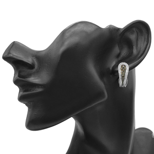 0.89 Cttw White & Brown Diamond Hoop <b>Huggie</b> Earrings 925 Sterling <b>Silver</b>, Round Cut Natural Diamond Earrings for Women - Product Image 4