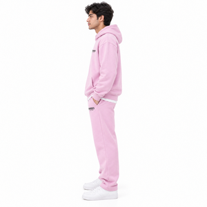 Private Label Cotton Rich Hooded Elastic Waist Fleece Men's Tracksuit Jacket <b>Trouser</b> Set Custom Embroidery Heat-Transfer Printed - Product Image 3