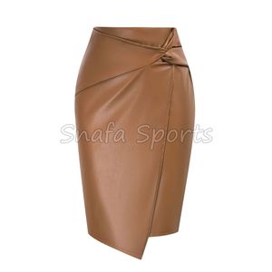 Nouvelle Arrivée en Gros : Jupe Femme Taille Haute en Cuir Véritable Imperméable à Séchage Rapide avec Ceinture Style Vintage - Product Image 4