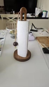 Porte-serviettes en papier en bois pour comptoir de cuisine |   Distributeur de rouleaux de papier minimaliste - Product Image 2