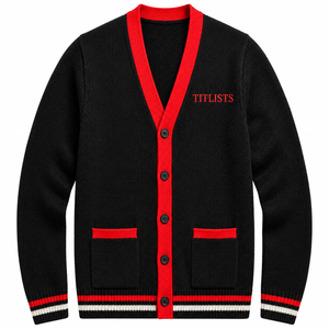 Personnalisez les logos sur des pulls à col en V de haute qualité pour les logos de sororités/fraternités/écoles/collèges/universités, cardigans tricotés avec logos. - Product Image 1