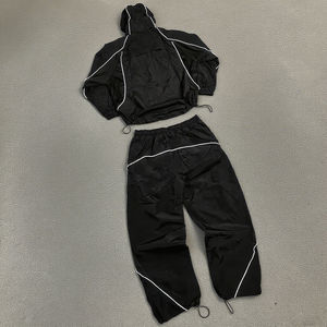 Ensemble de jogging deux pièces personnalisé avec bandes réfléchissantes 3M, fermeture éclair, respirant, en nylon imprimé, veste et pantalon de survêtement, poids lourd, haute qualité - Product Image 3