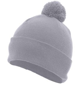 Gorro de Punto Gris Unisex con Pompón, Gorro de Invierno con Borde, Color Sólido, Estilo Casual, Talla Adulto 56-58CM, Material Acrílico, Venta al Por Mayor - Product Image 4