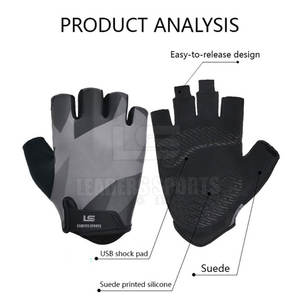 Guantes de Ciclismo Transpirables de Medio Dedo en Cuero Hechos a Medida con Impresión de Logotipo Personalizado, Guantes de Carreras Profesionales a Precio de Mayoreo - Product Image 5