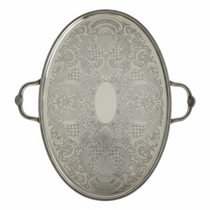 Bandeja Decorativa de Metal con Incrustaciones de Plata Tradicionales, con Diseños Florales y Geométricos Intrincados, Bandeja de Servir de Metal Marroquí en Oferta - Product Image 4