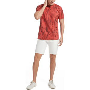 Men T <b>Shirt</b> Red Black Crinkle Crack Washed Effect Short Sleeve Crew Neck Casual Summer Tee - Product Image 5