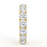 Bague en or jaune 14K 18K conforme aux normes, avec diamant de laboratoire rond couleur champagne, palette désertique, sertissage à griffes partagées, bande éternité complète