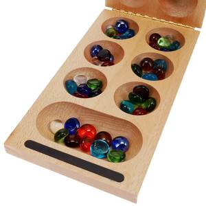 Traditional <b>Mancala</b> Wooden Board Game Set with Playing Stones for Two Player Strategy Resellers Board Game - Product Image 6