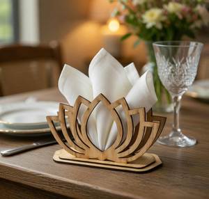 Porte-serviettes en bois vintage, décoratif, sculpté, support à mouchoirs classique, accessoire de table à manger, artisanal, durable, écologique, design indien. - Product Image 3