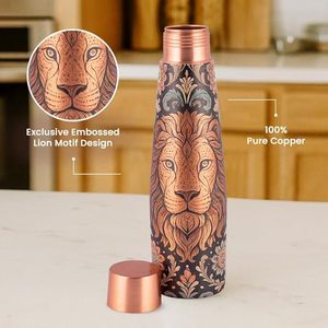 Bouteille d'eau en cuivre jetable en gros, nouvelle conception élégante peinte à la main, motif oriental, ayurvédique, 1000 ml, étanche et sans joint - Product Image 3
