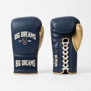Gants de boxe en cuir Big Dreams, vert marine, à lacets, respirants, équipement d'entraînement pour adultes - Product Image 5