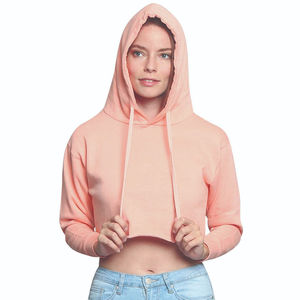 Hoodie court personnalisé en coton uni de haute qualité pour femme – Collection Hiver à prix réduit - Product Image 6