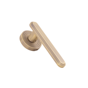 Juego de Manijas Modernas de Latón Macizo para Puerta, Roseta Redonda AB, Latón Mate, Oro Rosa, Oro Mate, Negro Mate, Herrajes de Palanca para Interiores, 140mm - Product Image 4
