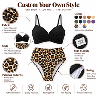 Bikini Dua Potong Model Bandeau Seksi Terbaru Grosir Kustom, High Waist Bermotif Bunga dengan Bantalan Dapat Dilepas, Atasan Wanita Model Twist Depan OEM ODM