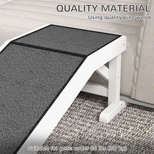 Rampa Leggera per Cani per Letto 49 X 16 X 14 Bianca con Superficie Antiscivolo in Moquette, Piattaforma con Copertura Rimovibile, Accessorio per l'Accesso degli Animali Domestici per la Casa - Product Image 4