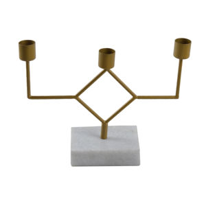 Support à bougie traditionnel en métal doré, idéal pour la décoration de table à la maison, à prix avantageux. - Product Image 5