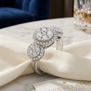 Sparkling 18K Triple Cluster Diamond Ring Natural Stone for Valentine's Day Surprise 100% Solid Gold For Luxury Birthday <b>Gift</b> - Product Image 1