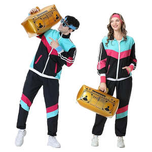 Traje Deportivo Retro de los 90 de Primera Calidad en Negro, Chándal Retro de los 80 Unisex, Disfraz Vintage de Verano Estilo Disco - Product Image 4