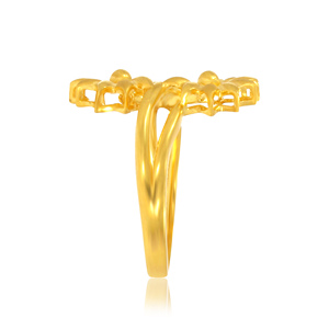 แหวนแฟชั่นดีไซน์เนอร์ลายดอกไม้สองชั้นชุบทองคำขาวสำหรับผู้หญิง - Product Image 3