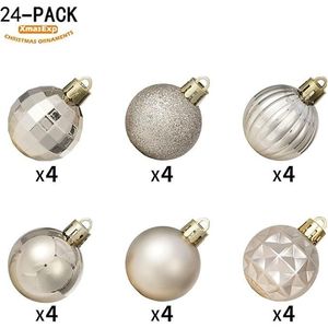 Set di 24 Palline di Natale in Oro Champagne, Decorazioni Infrangibili per Albero di Natale, Ornamenti Natalizi - Product Image 4