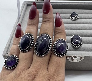 Amethyst Natural <b>Ring</b> Silver Plated Handmade Design Border <b>Ring</b> For Women Wholesale Gemstone <b>Ring</b> - Product Image 3