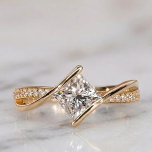Rare Earth Minerals 0.51CT Princess Cut Natural Diamond Crossover Band Ring With 14K Solid Gold Engagement Promise <b>Gift</b> <b>Her</b> - Product Image 1