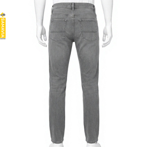 SAMAVIA Jean en denim coupe slim à jambe droite pour homme, gris délavé, en coton, style décontracté, collection automne, fabricant OEM ODM en gros - Product Image 3