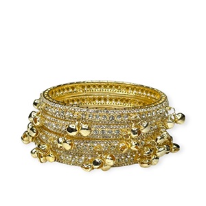 Highest Quality Non Tarnish 24K Gold Plated Kashmiri Jhumki <b>Bangles</b> Ghungroo Hanging Design Wedding <b>Bangle</b> <b>Set</b> for Women - Product Image 3