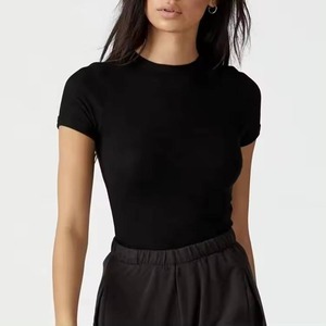 Camiseta de Verano para Mujer, Cuello en V, Manga Corta, Tejida, Suave, Transpirable, Cómoda y Creativa, Venta al Por Mayor, Suministro de Fábrica - Product Image 5