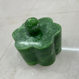 Nouvelle boîte de service en résine verte de qualité supérieure, motif floral élégant sur couvercle en argent allemand, décoration romantique pour mariage - Product Image 1