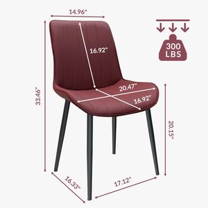 Set di Sedie da Pranzo in Pelle PU Rosso Vino con Gambe in Metallo, Sedia Senza Braccioli con Motivo a Onde per Cucina, Ristorante, Soggiorno - Product Image 3