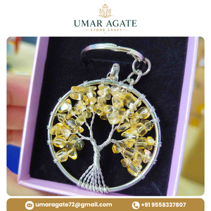 Llavero de Citrino Natural Árbol de la Vida, Colgante de Cristal, Amuleto de Gema para Bolso, Regalo Espiritual - Product Image 4