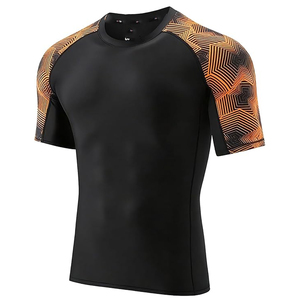 OEM Men Rash Guard Compression <b>T</b> Shirt Short Sleeve Swim Shirt UV Protection Custom Logo Wholesale Bulk - Product Image 1