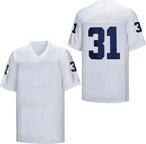 Maillot de football américain d'hiver en gros, blanc, en maille, col rond, respirant, manches courtes, uniforme pour homme, numéro 31, imprimé à l'avant - Product Image 1