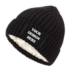 Gorro de Invierno Unisex con Logotipo Personalizado, Diseño Jacquard con Letras, Forro de Satén, Gorro de Punto Suave y Cálido, Personalizable para Usar en la Playa - Product Image 3