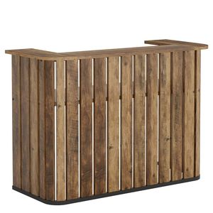 Table de bar de style farmhouse avec étagère à double niveau et design en forme de U - Product Image 5