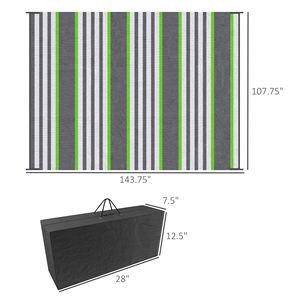 Tappeto da esterno a strisce per camper 3,6x2,7m con motivo verde e grigio e borsa per il trasporto per il campeggio - Product Image 3