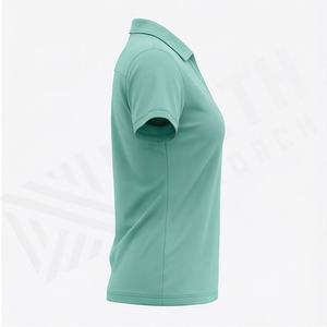 Camiseta de Cuello en V de Jersey de Poliéster y Algodón para Mujer, Venta al por Mayor, Manga Corta, Informal, Teñida, Uniforme de Trabajo, Color Personalizado - Product Image 3