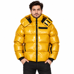Veste matelassée en duvet pour homme, style puffer, avec coque brillante et fermeture éclair sur le devant, vente en gros - Product Image 5