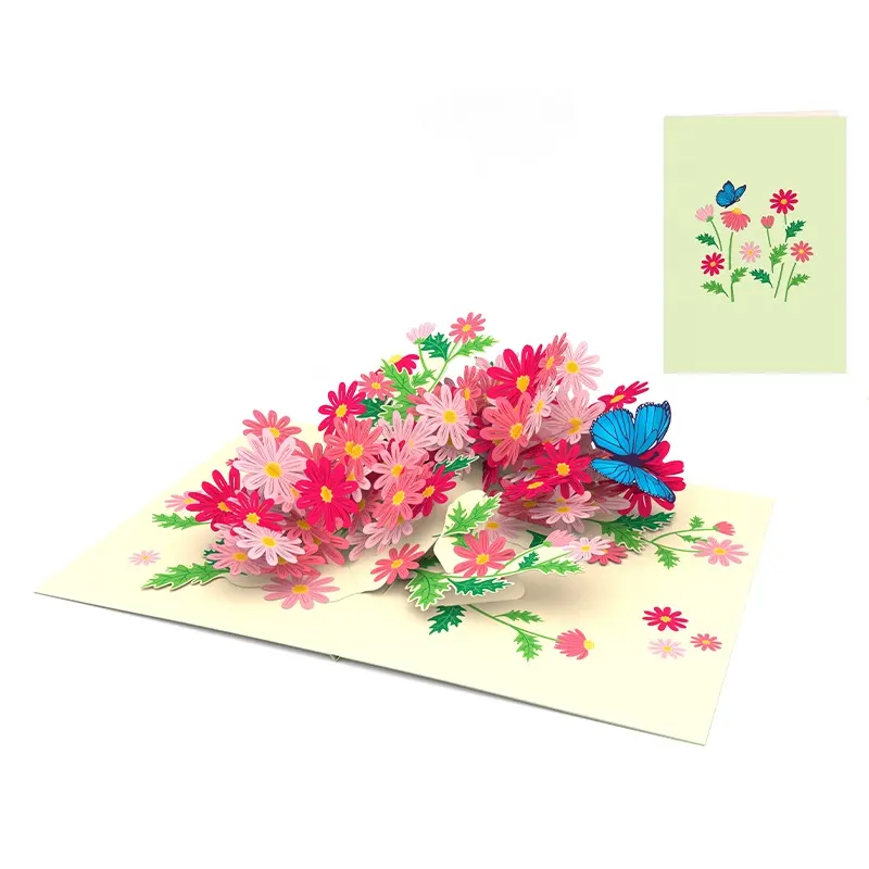 Лучшая всплывающая бумажная открытка с цветами ромашки ручной работы и Художественная открытка на день рождения от производителя