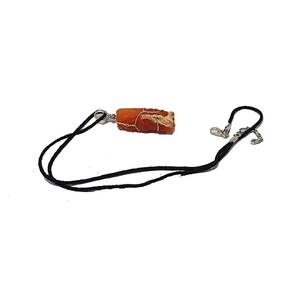 Collier pendentif en cristal de cornaline rouge naturelle brute, pierre précieuse de guérison, pierre orange enroulée de fil, bijou avec cordon noir - Product Image 1