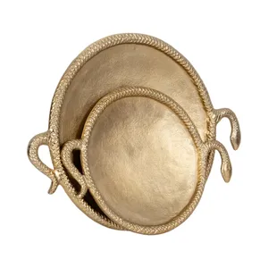 Handmade Fruit Serving Tray for Stylish Kitchen Counter Decorative Accessories Designer Metal Display TrayOval Metal Serving - Product Image 5