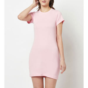 Vestido ajustado de manga corta acanalado más vendido, minivestido de punto acanalado al por mayor - Product Image 1