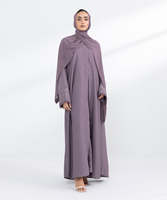 Abaya musulmane élégante violette avec hijab assorti, robe longue à manches longues, robe modeste pour femmes, tenue quotidienne, respirante et légère