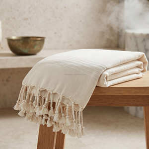 Toalla Turca Decorativa Tejida Sólida Premium, Envoltura de Hammam con Flecos, Manta de Playa de Algodón Fouta, para Viajes y Spa, Fabricante B2B - Product Image 1