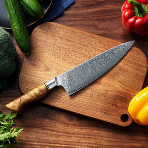 Cuchillo de Cocina Artesanal de Acero Damasco de Alta Calidad con Hoja de Acero Estriado y Funda de Cuero Ecológica y Duradera para Exteriores - Product Image 5